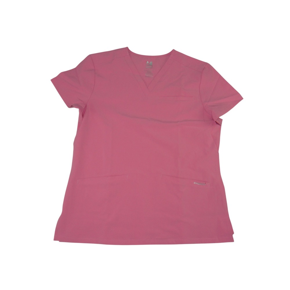 Dagacci Natural Stretch Pink V-Neck Scrub Top FS2802 Womens Small Short Sleeve
